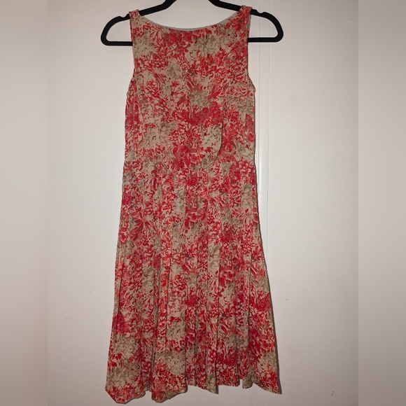 Ralph Lauren Red and Tan Floral Dress - Picture 1 of 9